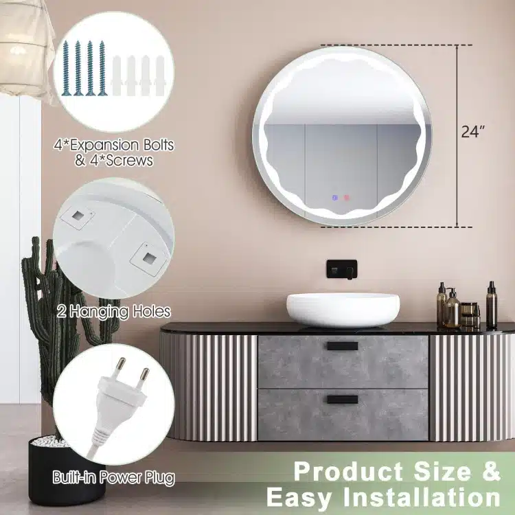 Alcott-Round-LED-Mirror-3-1.webp Alcott Round LED Mirror | Touch Dimmable 3-Light Vanity - Bathroom Mirror | LightMirror.in
