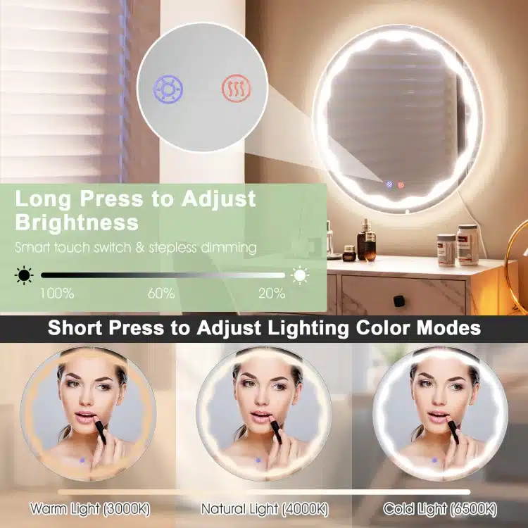 Alcott-Round-LED-Mirror-4-1.webp Alcott Round LED Mirror | Touch Dimmable 3-Light Vanity - Bathroom Mirror | LightMirror.in