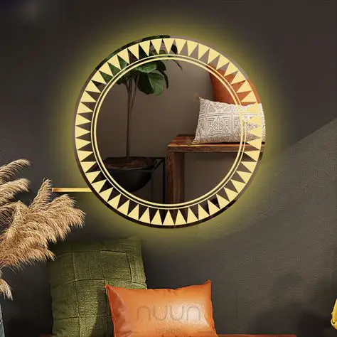 Anahi-Round-LED-Mirror-with-3-Lights-1.webp Anahi Round LED Mirror | 3-Color Touch Dimming Vanity