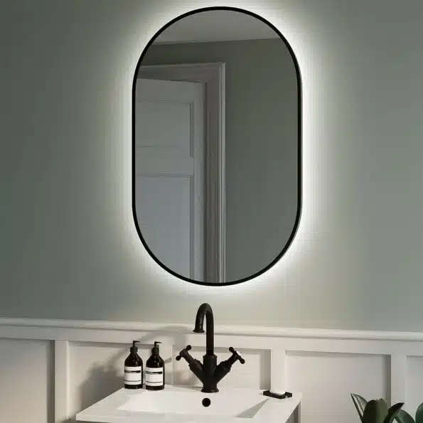 Anakin-Wood-Framed-Capsule-Backlit-Led-Mirror-1.webp Anakin Framed Capsule Backlit 3-Color LED Mirror