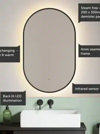 Anakin Framed Capsule Backlit 3-Color LED Mirror - Bathroom Mirror | LightMirror.in
