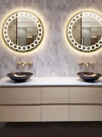 Ancell Metal Round LED Mirror | 3-Light Dimmable Vanity - light mirror | LightMirror.in
