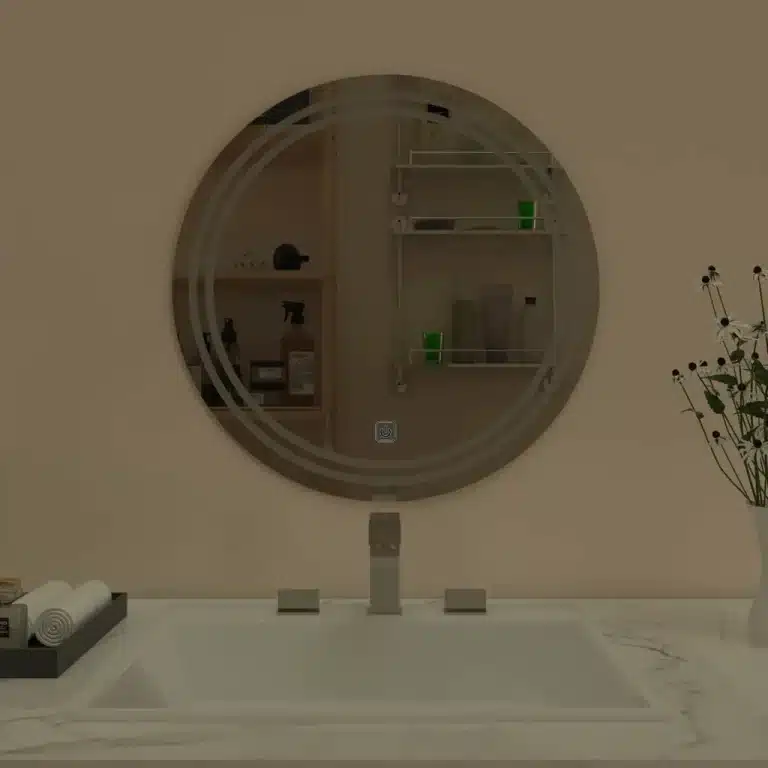 Bartev-Round-LED-Mirror-3-1.webp Bartev Round LED Mirror (3 Color Dimmable Touch Lights) - Bathroom Mirror | LightMirror.in