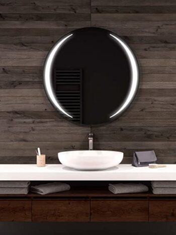 Contemporary Round LED Wall Mirror with Halo Lighting