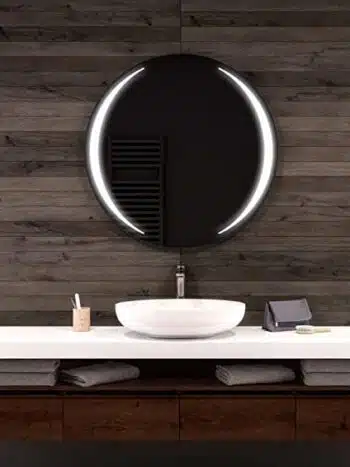 Contemporary Round LED Wall Mirror with Halo Lighting