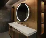 Contemporary Round LED Wall Mirror with Halo Lighting