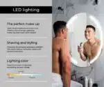 Contemporary Round LED Wall Mirror with Halo Lighting