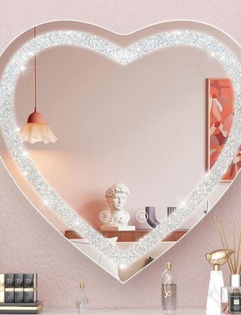 Casmer Crystal Heart 3-Color LED Mirror