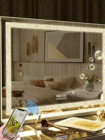 Casmer Crystal Rectangle 3-Color LED Mirror - Crystal Diamond Mirror | LightMirror.in