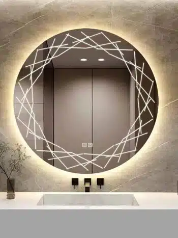 A beautifully designed round LED mirror for home decor