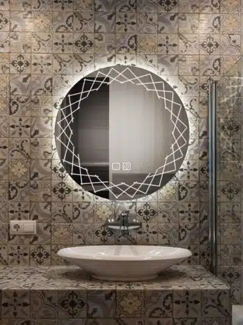 Crooked Round LED Bathroom Mirror (3 Lights) | Dimmable - Bathroom Mirror | LightMirror.in