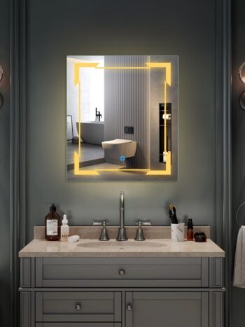 Cutedgecornerglowledmirrorforbathroom Warmwhitelight Rectangular 1.jpeg | LightMirror.in