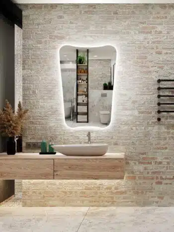 Stylish Irregular LED Mirror with 3 LED Lights by Dilya - Irregular Mirror | LightMirror.in