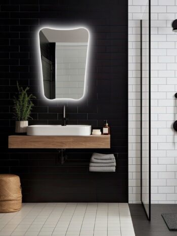 Stylish Irregular LED Mirror with 3 LED Lights by Dilya