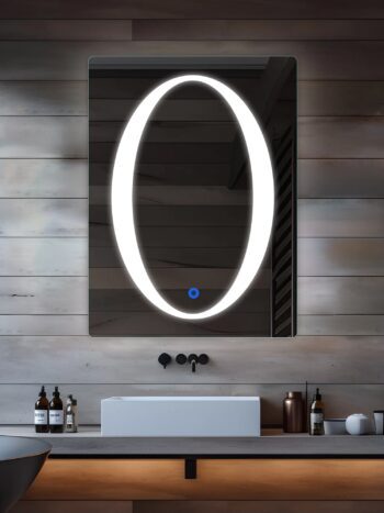 Elliptical Moon Shine LED Bathroom Mirror - Natural White Light - Rectangular