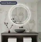 Designer Round LED Mirror with Multi-Line Light Frame