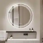Designer Round LED Mirror with Multi-Line Light Frame