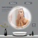 Designer Round LED Mirror with Multi-Line Light Frame