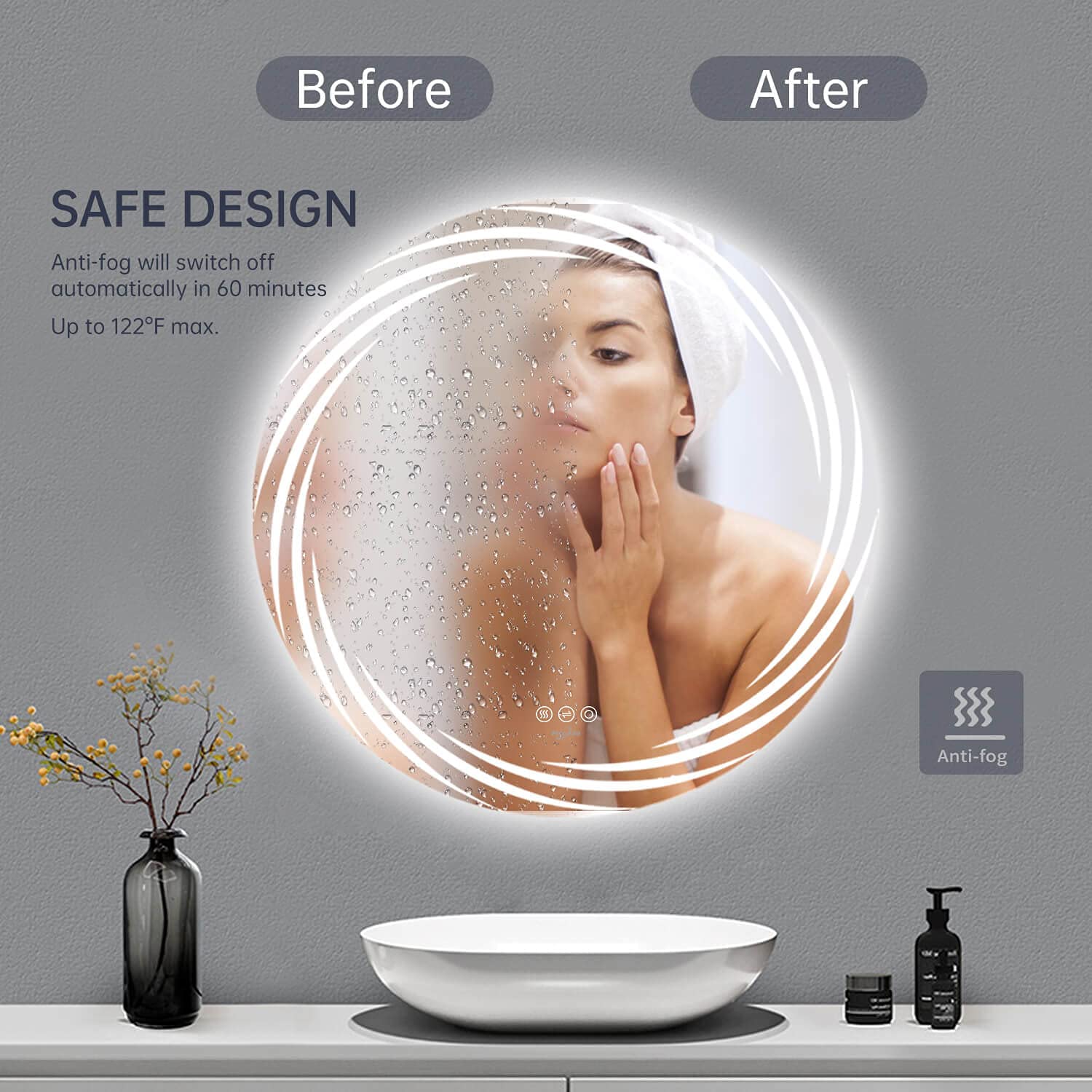 A stylish bathroom mirror enhancing the bathroom decor.
