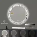 Designer Round LED Mirror with Multi-Line Light Frame