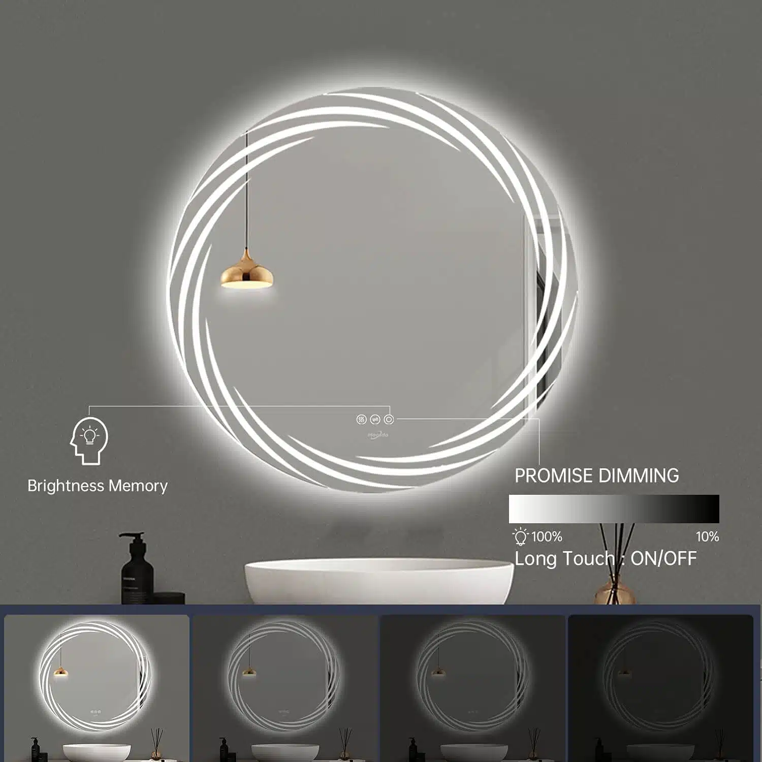 Erio Round LED Mirror (Modern Illuminated Bathroom & Vanity) - Bathroom Mirror | LightMirror.in