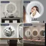 Round Geometric Pattern LED Bathroom Mirror