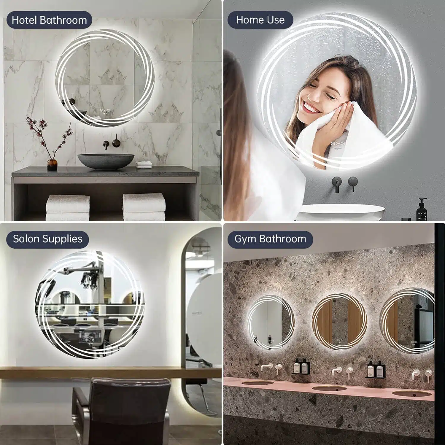 Joshwa Round LED Bathroom Mirror (3 Color Dimmable, Touch Control) - Bathroom Mirror | LightMirror.in