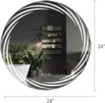 Designer Round LED Mirror with Multi-Line Light Frame