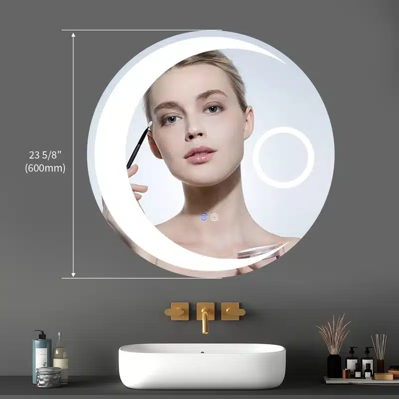 Franciska-Round-LED-Wall-Mirror-3-1.webp Oakleaf Circular LED Mirror | Dimmable 3-Color Light - Bathroom Mirror | LightMirror.in