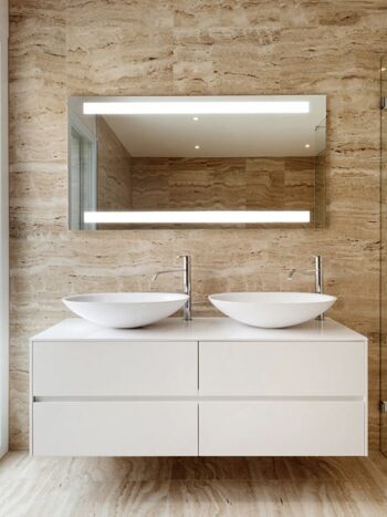 Horizontal LED Mirror – White , Contemporary Wall Mirror