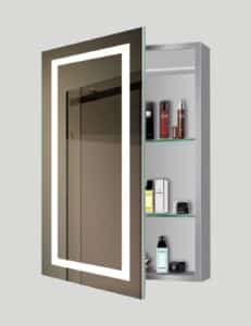 LED mirror cabinet in a modern bathroom