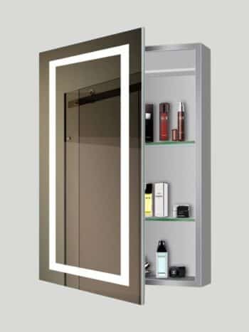 LED mirror cabinet in a modern bathroom
