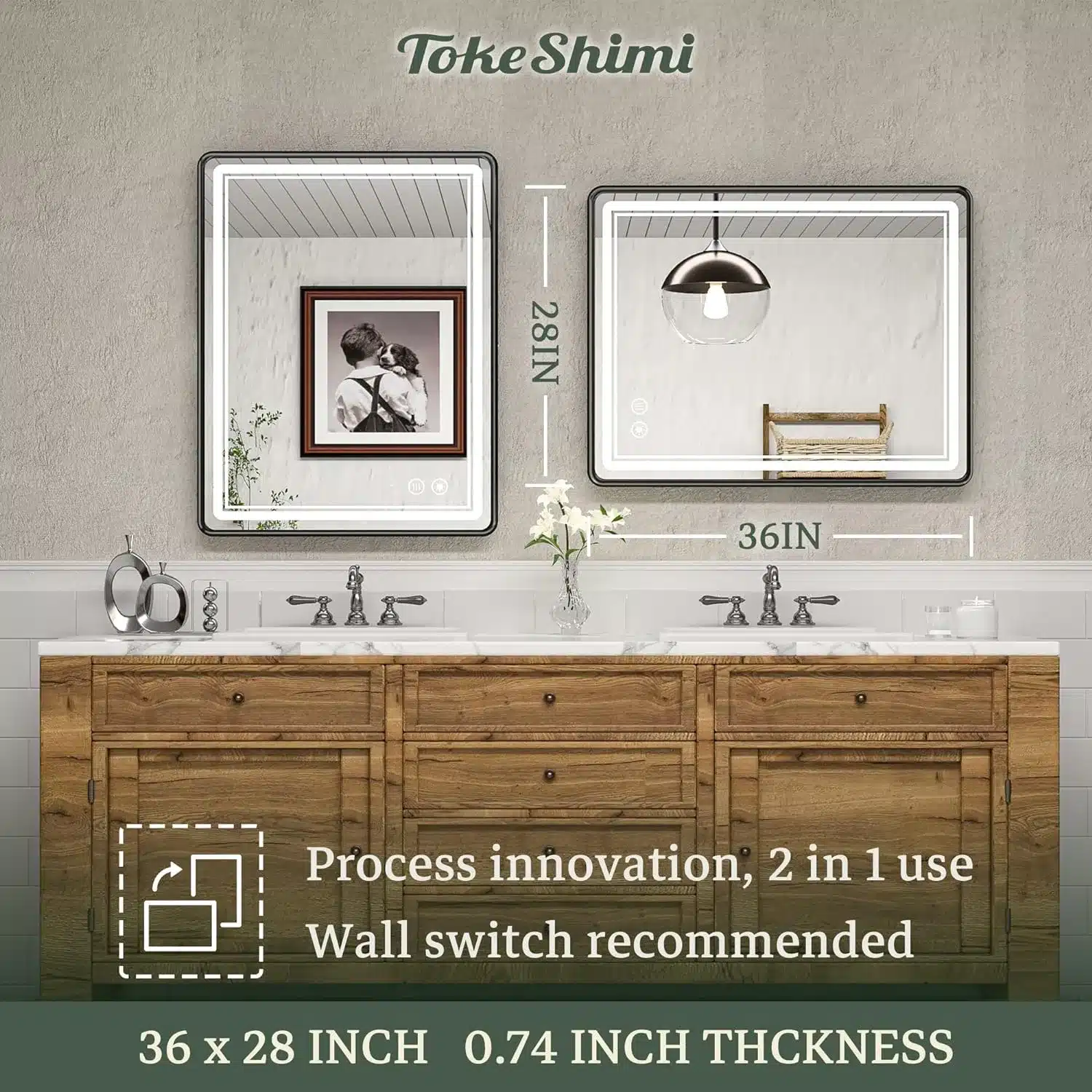 Gerland-Rectangle-LED-Mirror-4-1.webp Gerland Black Frame LED Mirror | 3-Tone Rectangular Vanity - Framed LED Mirror | LightMirror.in