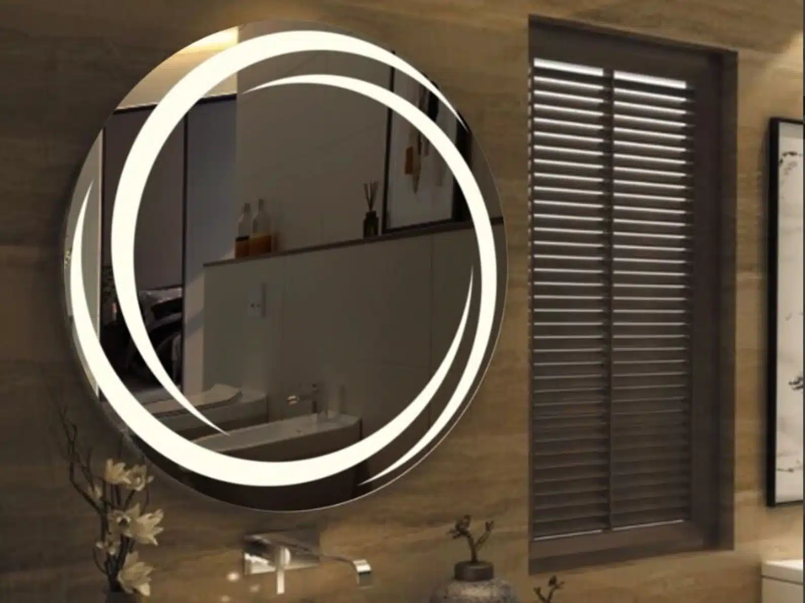 Haley-Round-LED-Mirror-with-3-Lights-1.webp Haley Design LED Round Mirror - Dimmable Lighting & Modern Style - Bathroom Mirror | LightMirror.in