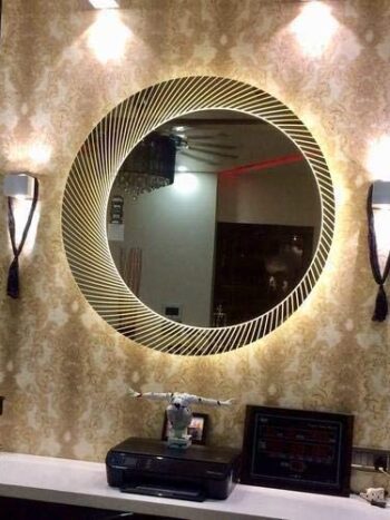 Haskin Round Designer LED Mirror (Adjustable Light, Premium Finish)