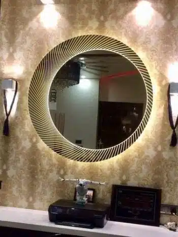 Haskin Round Designer LED Mirror (Adjustable Light, Premium Finish)