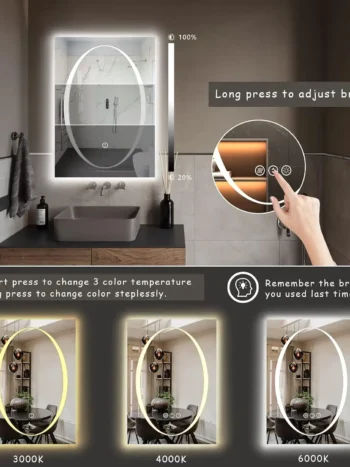 Holton Luminova Oval LED Mirror | 3 Light Settings - light mirror | LightMirror.in