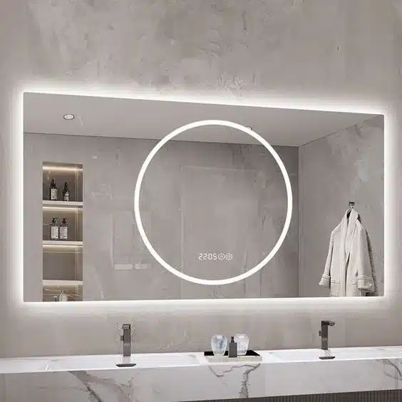 Holton-Rectangle-LED-Mirror-with-3-LED-Lights-6-1.webp Holton Rectangle 3-Color LED Mirror - Bathroom Mirror | LightMirror.in