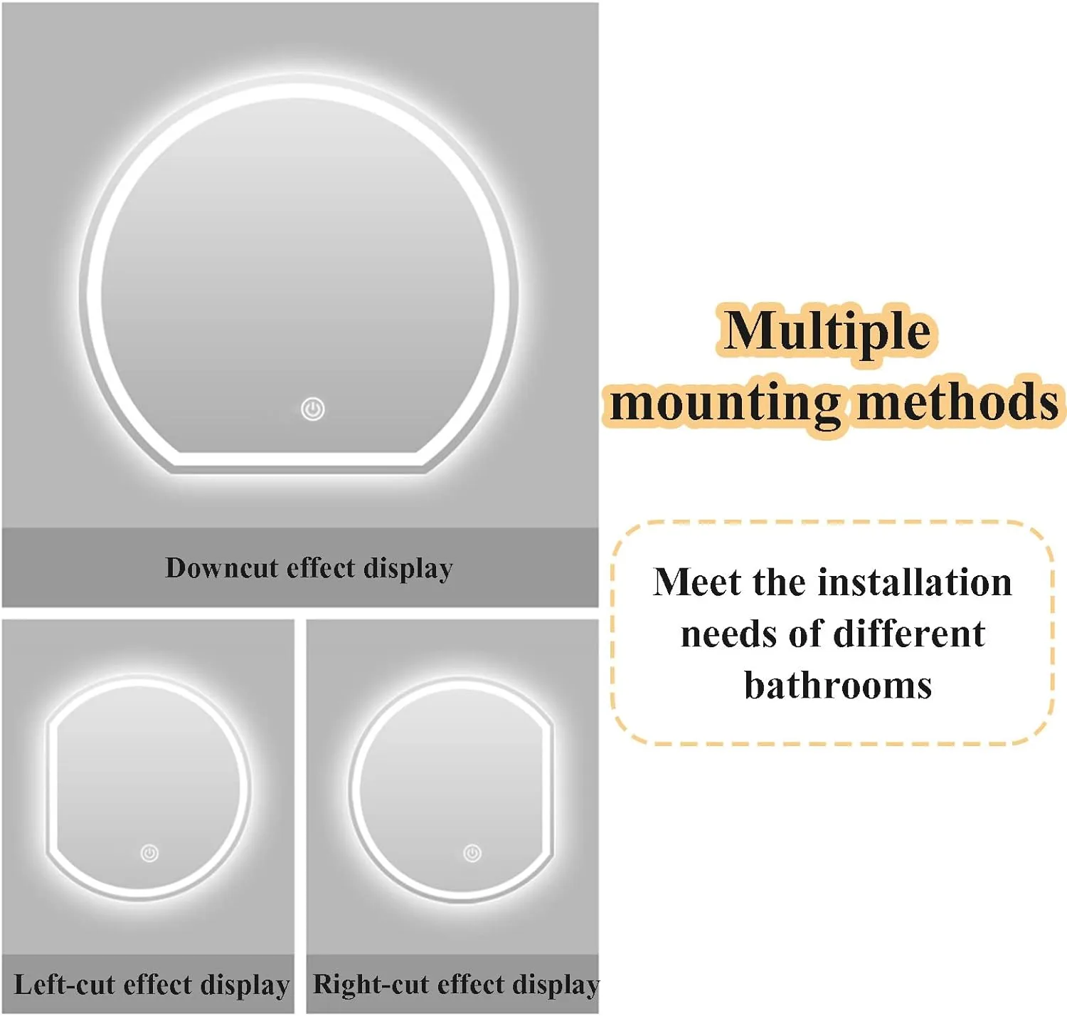 Modern Circular LED Mirror with Dual Halo Lighting