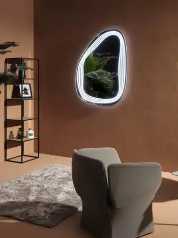 Keira Pebble Shaped 3-Color LED Mirror - Irregular Mirror | LightMirror.in