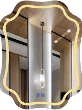 Designer Irregular LED Wall Mirror with Warm Glow Border