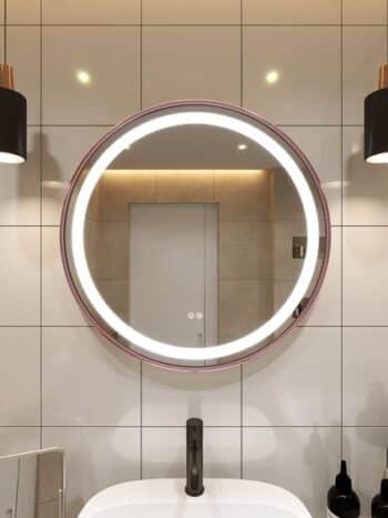 Keuna Gold Metal Framed Round LED Mirror - Dimmable Vanity Mirror