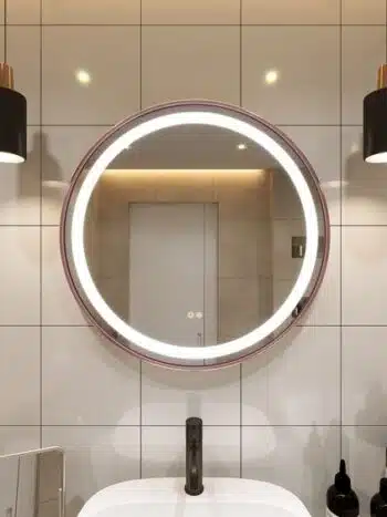 Keuna Gold Metal Framed Round LED Mirror - Dimmable Vanity Mirror