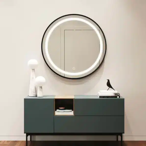 Keuna-Metal-Framed-Round-LED-Mirror-2-1.webp Keuna Round LED Mirror | Metal Frame | Dimmable
