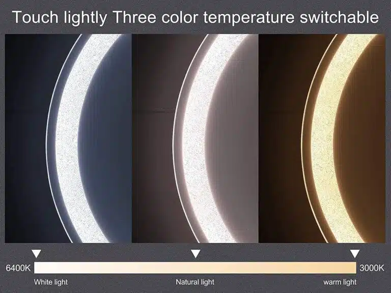 Keuna Wood Framed Round Backlit 3-Color LED Mirror - Bathroom Mirror | LightMirror.in