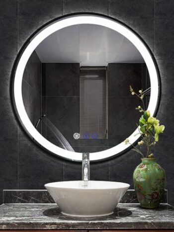 Keuna Round LED Mirror | Metal Frame | Dimmable - Framed LED Mirror | LightMirror.in