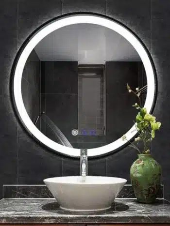 Keuna Round LED Mirror | Metal Frame | Dimmable - Framed LED Mirror | LightMirror.in