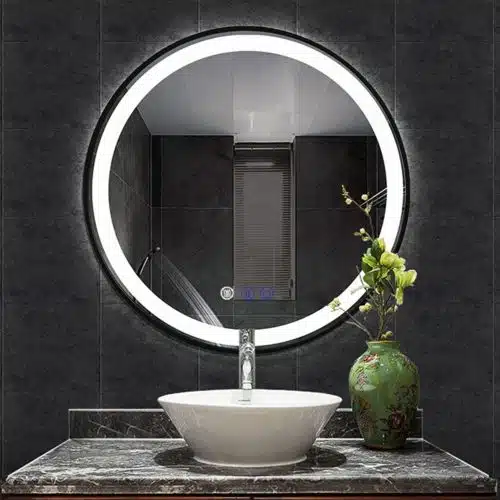 Keuna Round LED Mirror | Metal Frame | Dimmable - Framed LED Mirror | LightMirror.in