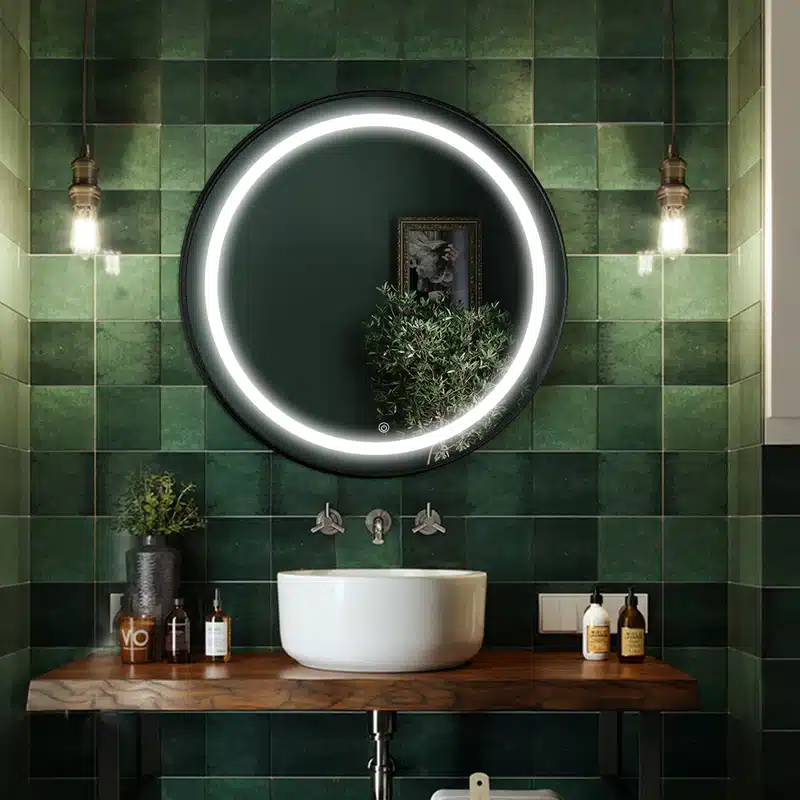 Keuna-Metal-Framed-Round-LED-Mirror-3-1.webp Keuna Round LED Mirror | Metal Frame | Dimmable - Framed LED Mirror | LightMirror.in