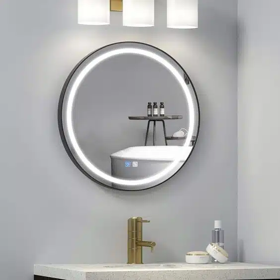 Keuna Round LED Mirror | Metal Frame | Dimmable - Framed LED Mirror | LightMirror.in